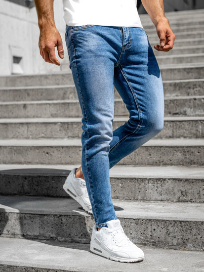Granatowe spodnie jeansowe męskie skinny fit Denley KA6136-S