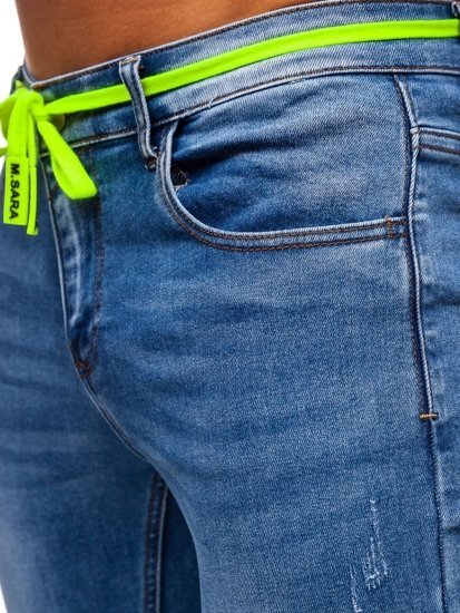 Granatowe spodnie jeansowe męskie skinny fit Denley KX555