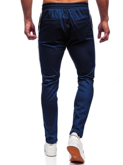 Granatowe spodnie materiałowe joggery męskie Denley 0013