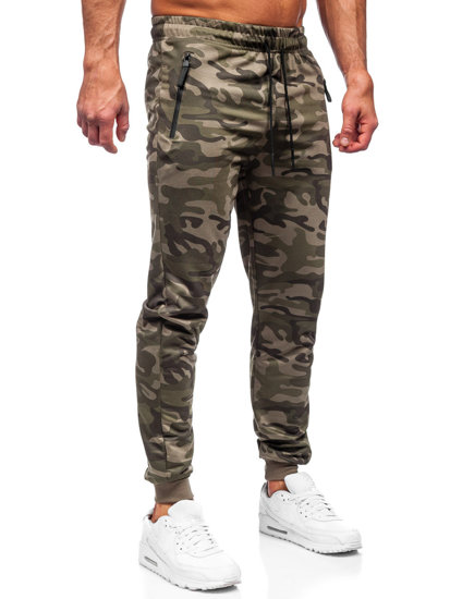 Khaki spodnie męskie joggery dresowe Denley JX5086