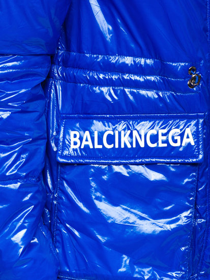 Kobaltowa pikowana kurtka damska przejściowa z kapturem Denley B9570