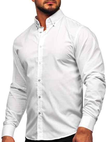 Koszula męska elegancka z długim rękawem biała Bolf 5821-1