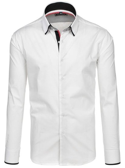 Koszula męska elegancka z długim rękawem biała Denley G6