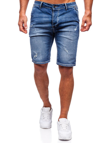 Niebieskie krótkie spodenki jeansowe męskie Denley MP0042B