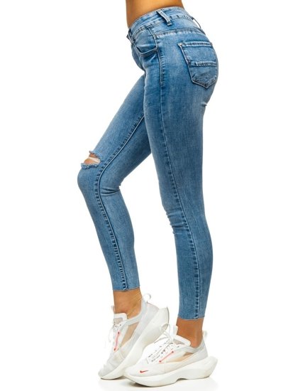 Niebieskie spodnie jeansowe damskie Skinny Denley S3336