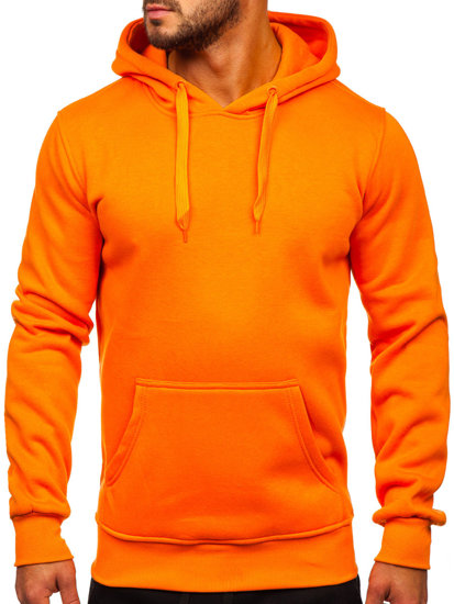 Pomarańczowy dres męski z bluzą z kapturem kangurką Denley D002