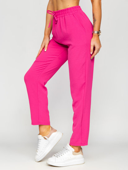 Różowe materiałowe spodnie damskie Denley W7325