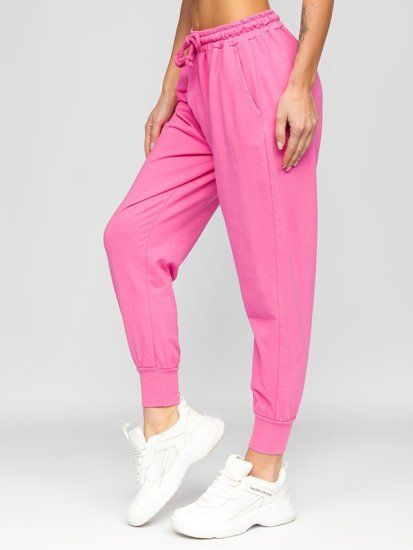 Różowe spodnie dresowe damskie Denley 0011