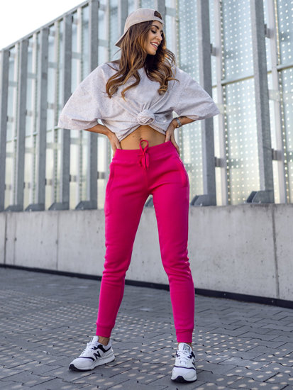 Różowe spodnie dresowe damskie Denley CK-01-19B