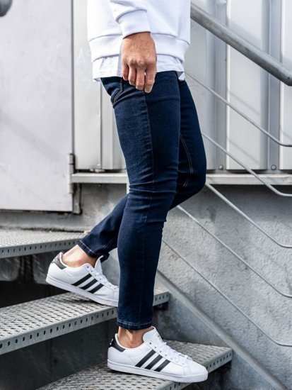 Spodnie jeansowe męskie skinny fit atramentowe Denley 61828
