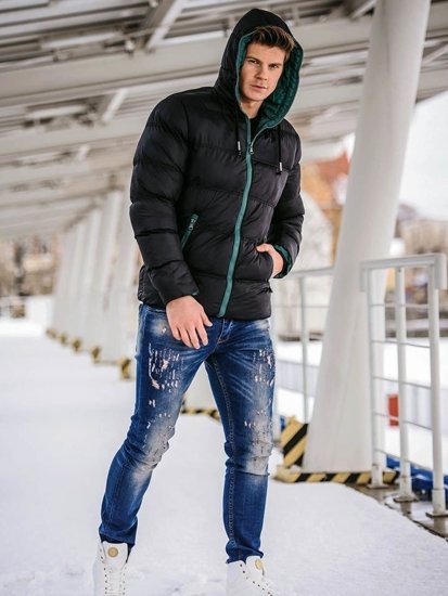 Stylizacja nr 143 - kurtka zimowa, spodnie jeansowe, buty sneakersy