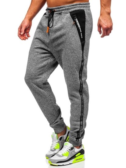 Szare joggery dresowe spodnie męskie Denley TC513