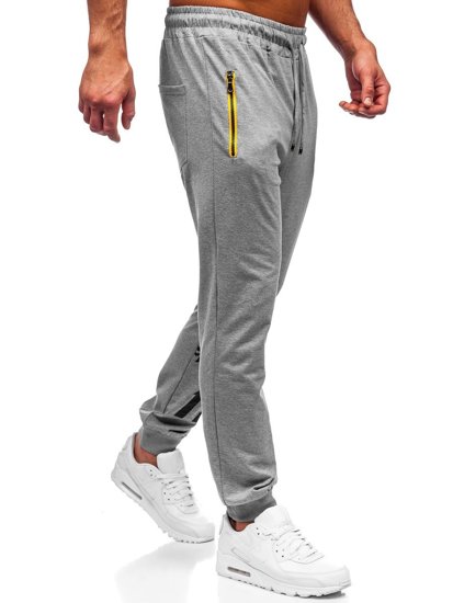 Szare spodnie męskie joggery dresowe Denley 81270