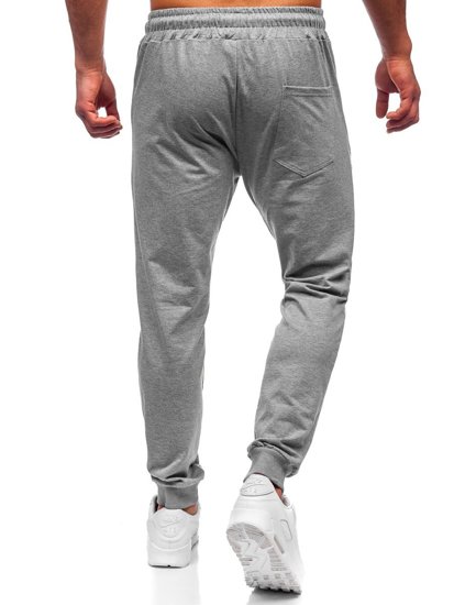 Szare spodnie męskie joggery dresowe Denley 81270