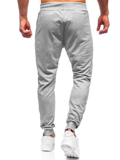 Szare spodnie męskie joggery dresowe Denley K10219