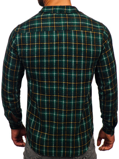 Zielona koszula męska flanelowa z długim rękawem Denley 20731-2