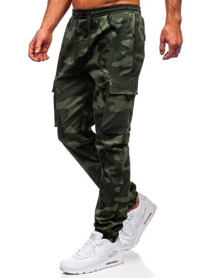 Zielone spodnie joggery bojówki męskie Denley 702