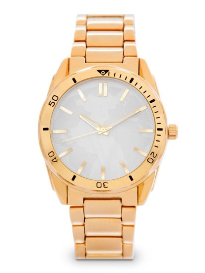 Złoty zegarek męski na rękę stalowy Denley 5690-1