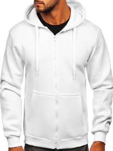 Biała gruba rozpinana bluza męska z kapturem Bolf 2008