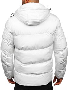 Biała kurtka męska zimowa Denley 9978