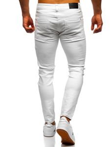 Białe jeansowe spodnie męskie skinny fit Denley KA1871-12