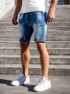 Błękitne krótkie spodenki jeansowe męskie Denley MP0036BC1