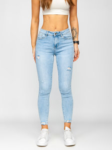 Błękitne spodnie jeansowe damskie push up Denley S9859