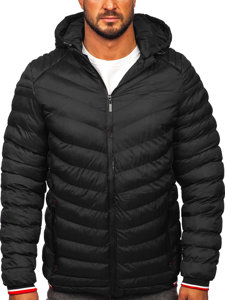 Czarna pikowana kurtka męska zimowa Denley 5M765