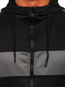 Czarna rozpinana bluza męska z kapturem Denley 27B8121