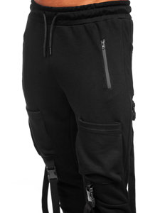 Czarne bojówki spodnie męskie joggery dresowe Bolf 6581