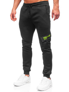 Czarne bojówki spodnie męskie joggery dresowe Denley HW2173