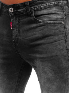 Czarne spodnie jeansowe męskie regular fit Denley K10007-2