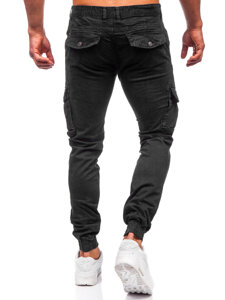 Czarne spodnie materiałowe joggery bojówki męskie Denley JM5502
