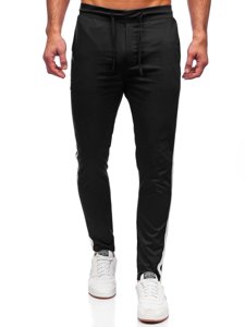 Czarne spodnie materiałowe joggery męskie Denley 0013