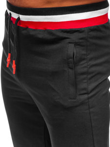 Czarne spodnie męskie joggery dresowe Denley 7033