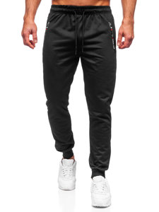 Czarne spodnie męskie joggery dresowe Denley JX5003