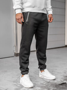 Czarne spodnie męskie joggery dresowe Denley JX6205A