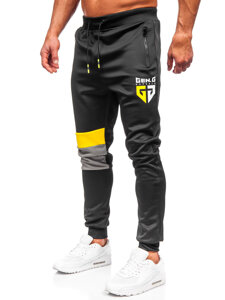 Czarne spodnie męskie joggery dresowe Denley K10122