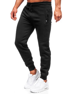 Czarne spodnie męskie joggery dresowe Denley YK186