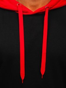 Czarno-czerwona bluza męska z kapturem Denley LM77001