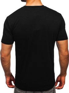 Czarny T-shirt męski z nadrukiem Bolf 0202
