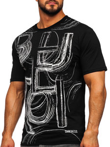 Czarny T-shirt męski z nadrukiem Bolf KS2525T