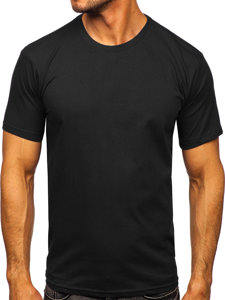 Czarny bawełniany T-shirt męski bez nadruku Bolf 192397