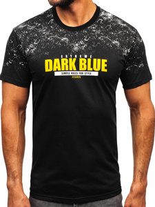 Czarny bawełniany t-shirt męski z nadrukiem Denley 14725