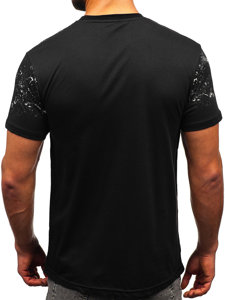 Czarny bawełniany t-shirt męski z nadrukiem Denley 14725