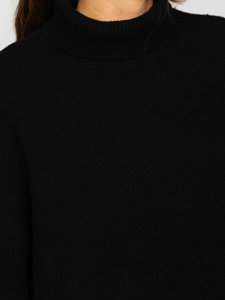 Czarny długi sweter damski golf oversize Denley J51882