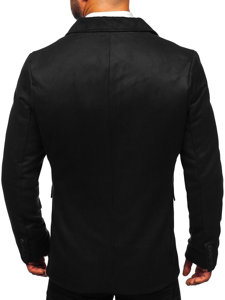 Czarny dwurzędowy krótki płaszcz męski zimowy Denley 79B3