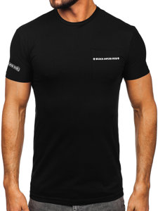 Czarny t-shirt z kieszonką męski z nadrukiem Denley MT3044