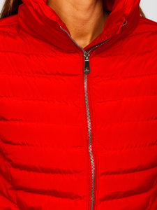 Czerwona pikowana kurtka damska zimowa bez kaptura Denley 23063