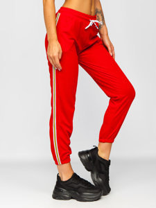 Czerwone spodnie dresowe damskie Denley YW01020B